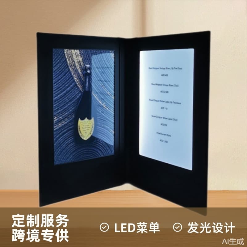 Custom Three-Page, Two-Page, Single-Page Glowing Menu Board for Bar KTV Glowing Menu Wine List High-End Ordering Menu Leather