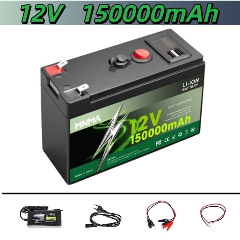 Lithium Iron Phosphate 12V 150Ah Battery 4000+ Cycles Suitable for Children's Toy Cars, Scooters, Fish Finders