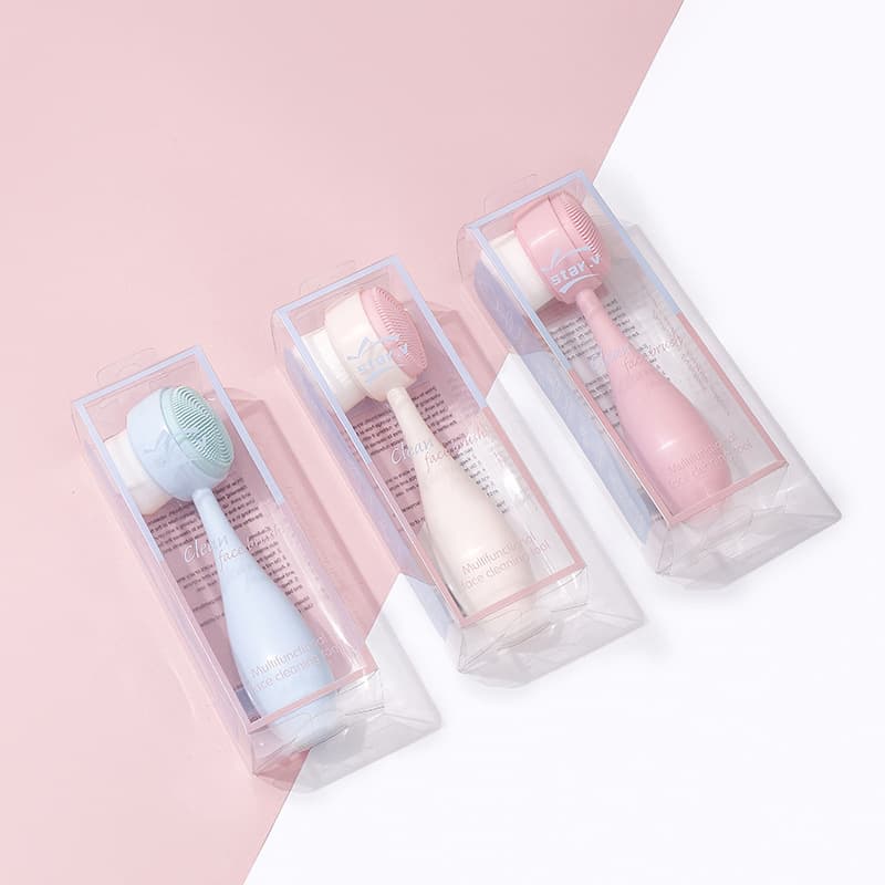 Xingyan Round Handle Double-Sided Facial Cleansing Brush - Blackhead Cleaning Face Brush with Soft Bristles, Silicone Face Cleansing Brush