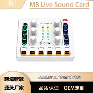 M8 English Version Sound Card for Live Streaming, Full Set with Various Instrument Options, 48V Microphone, Compatible with Computer and Mobile