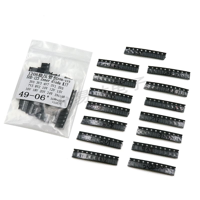 SOD-123 1206 0.5W SMD Zener Diode Sample Pack 15 Common Values 10 Each