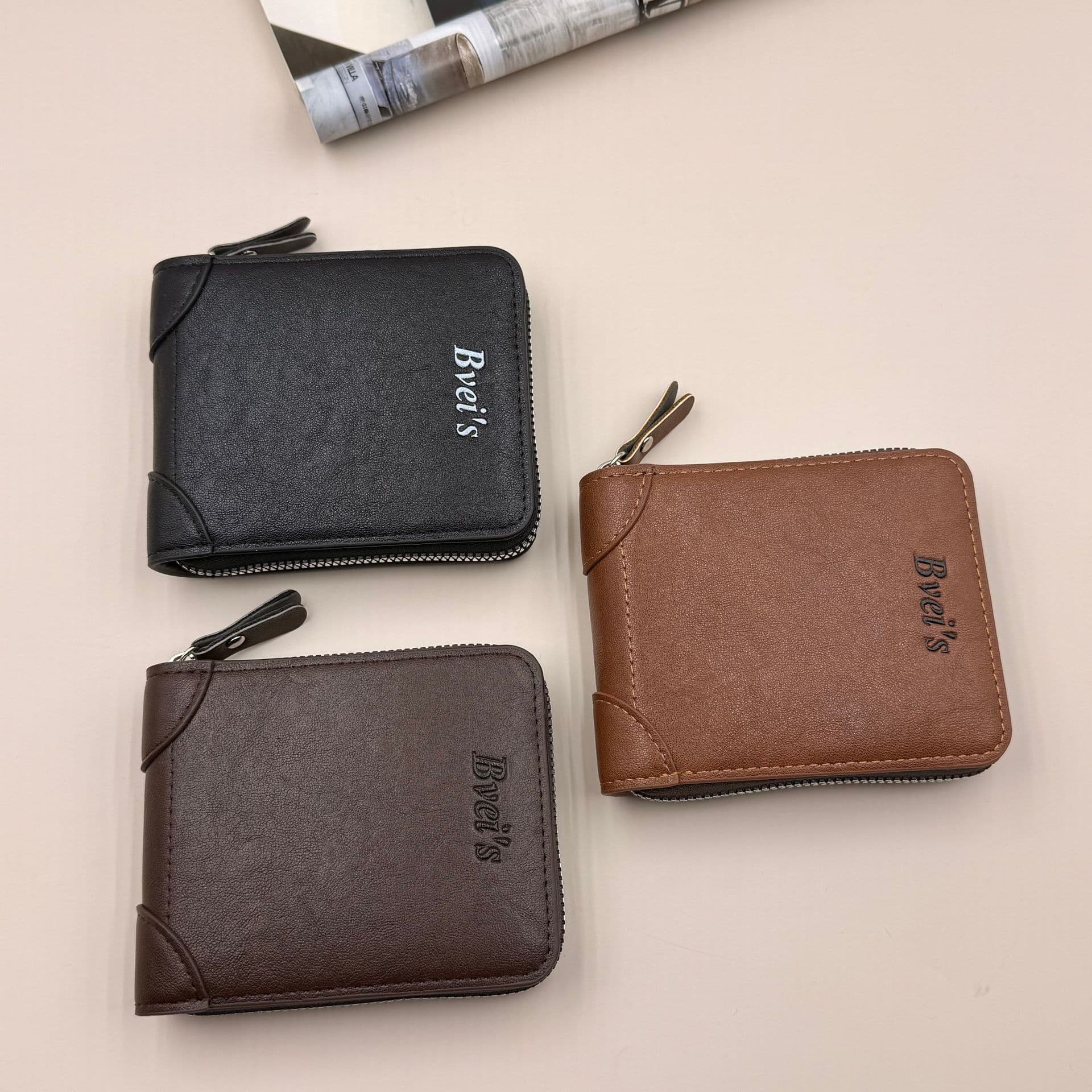 Cross-border Men's Wallet Multi-Card Slot Large Capacity Amazon Hot Sale Men's Zipper Wallet Direct Supply In Stock