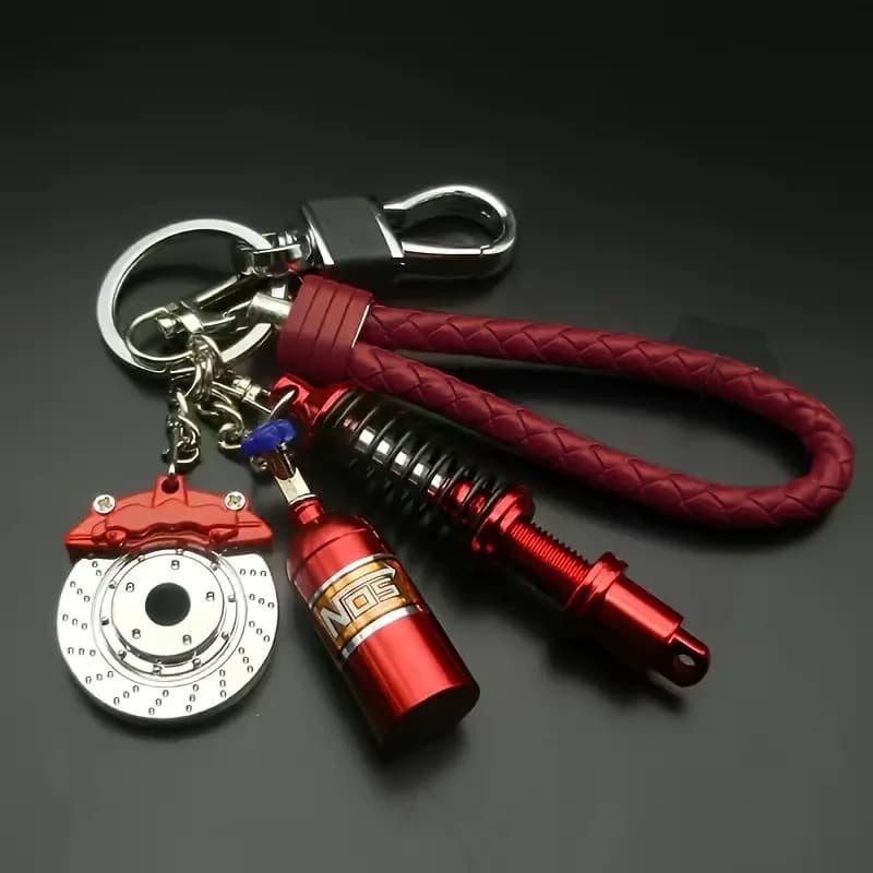 Creative Personalized Brake Disc Keychain Ring Caliper Metal Key Holder Car Modification Disc Brake Men's Motorcycle Pendant