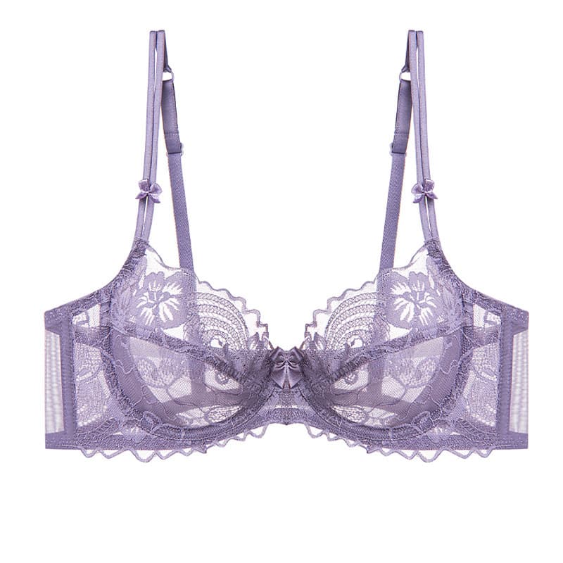 Cross-border French underwear thin section women's summer sexy bra pure lust style sweet bra soft steel ring lace bra