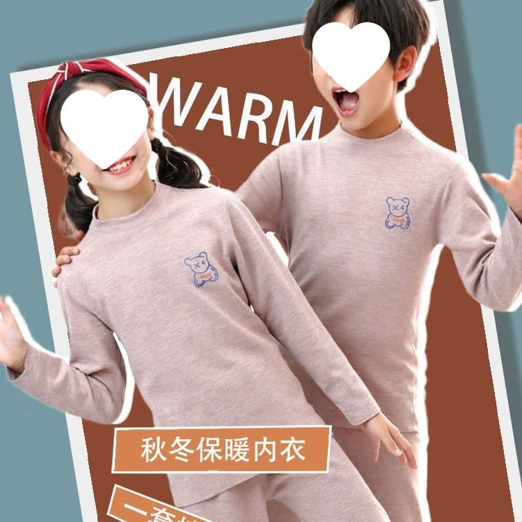 Children's Dralon Fleece Warm Underwear Set, Thin Fleece Half-high Neck Base Layer for Boys and Girls, Autumn Clothes