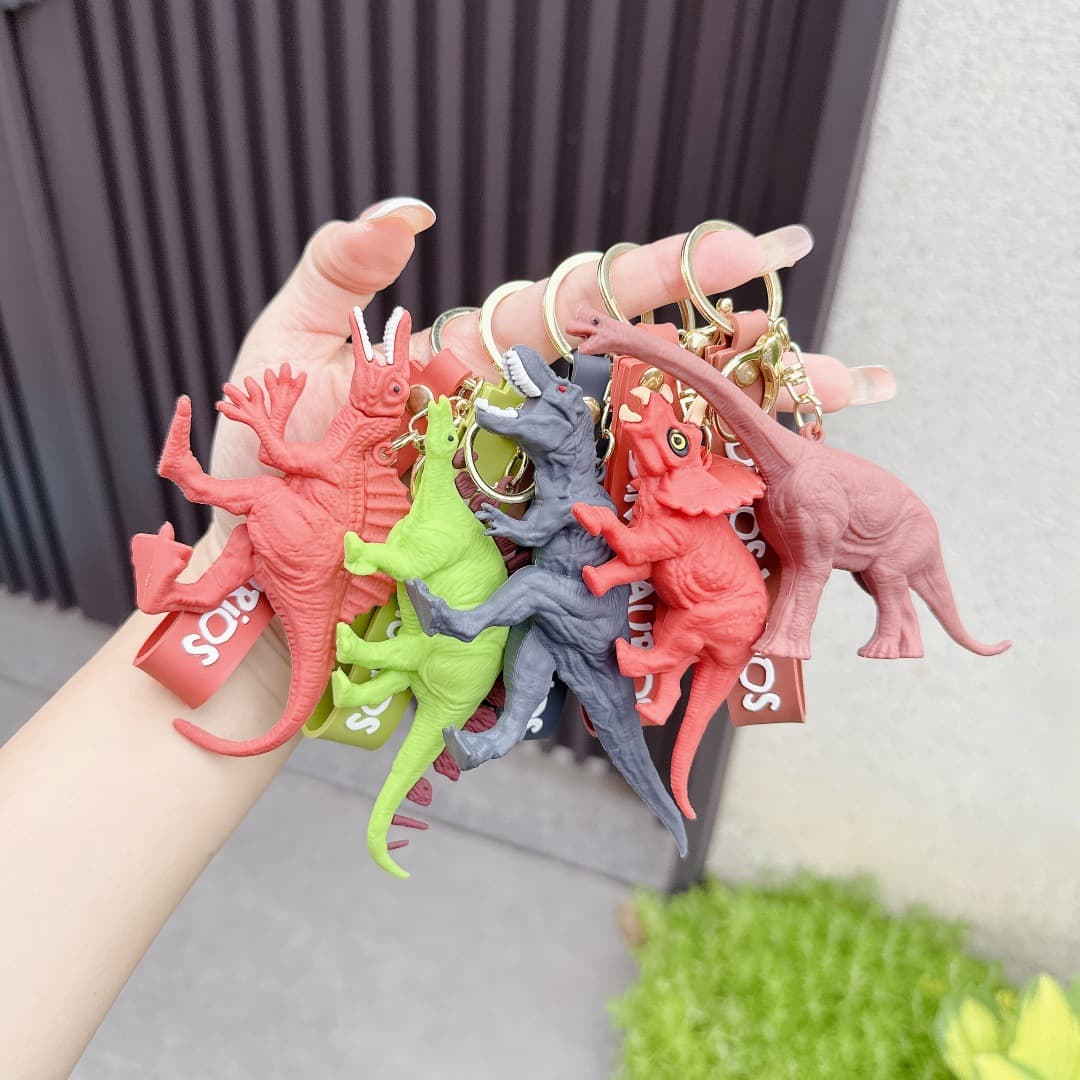 Cartoon Tyrannosaurus Rex Dinosaur Keychain Creative Bag Car Key Pendant Couple Claw Machine Doll Gift Wholesale