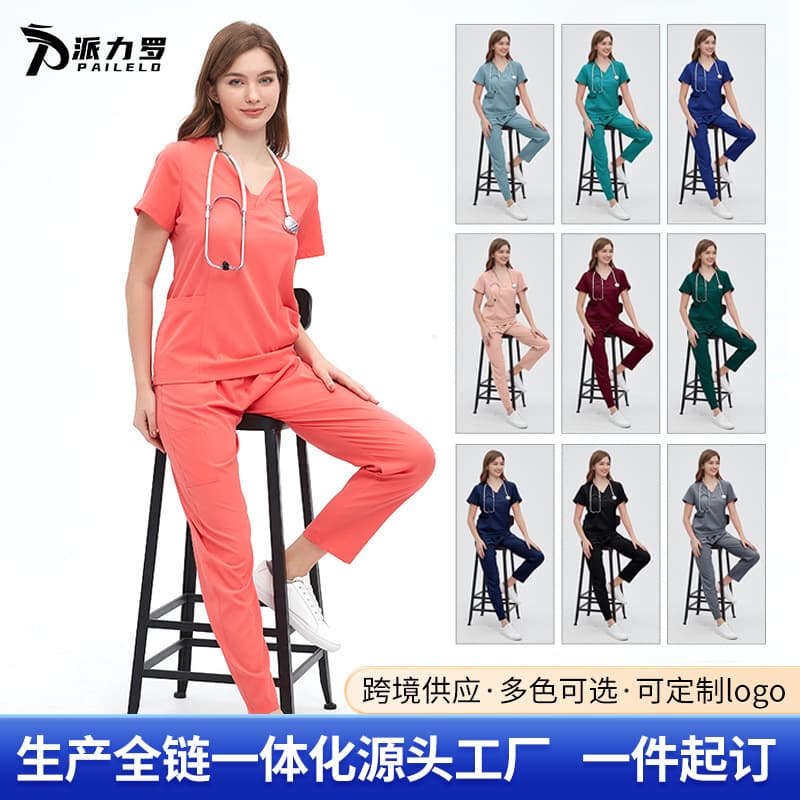 Pure Cotton Short Sleeve Elastic Quick Dry Hand Washing Gown Set for Men And Women Comfortable Casual Style Doctor Workwear
