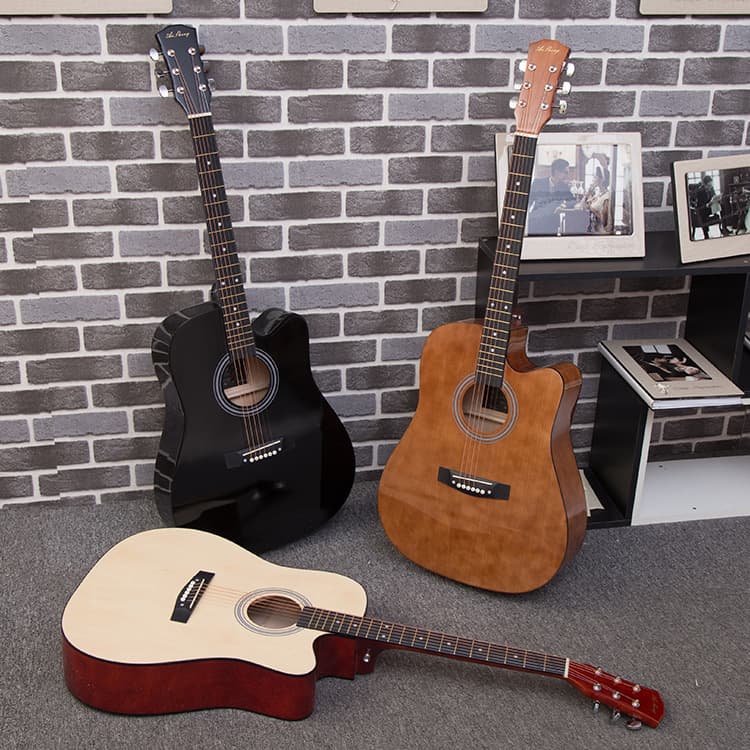 41-Inch Acoustic Guitar, Wooden Guitar, Basswood Cutaway, Glossy Solid Top, Practice Guitar, Factory Direct Wholesale