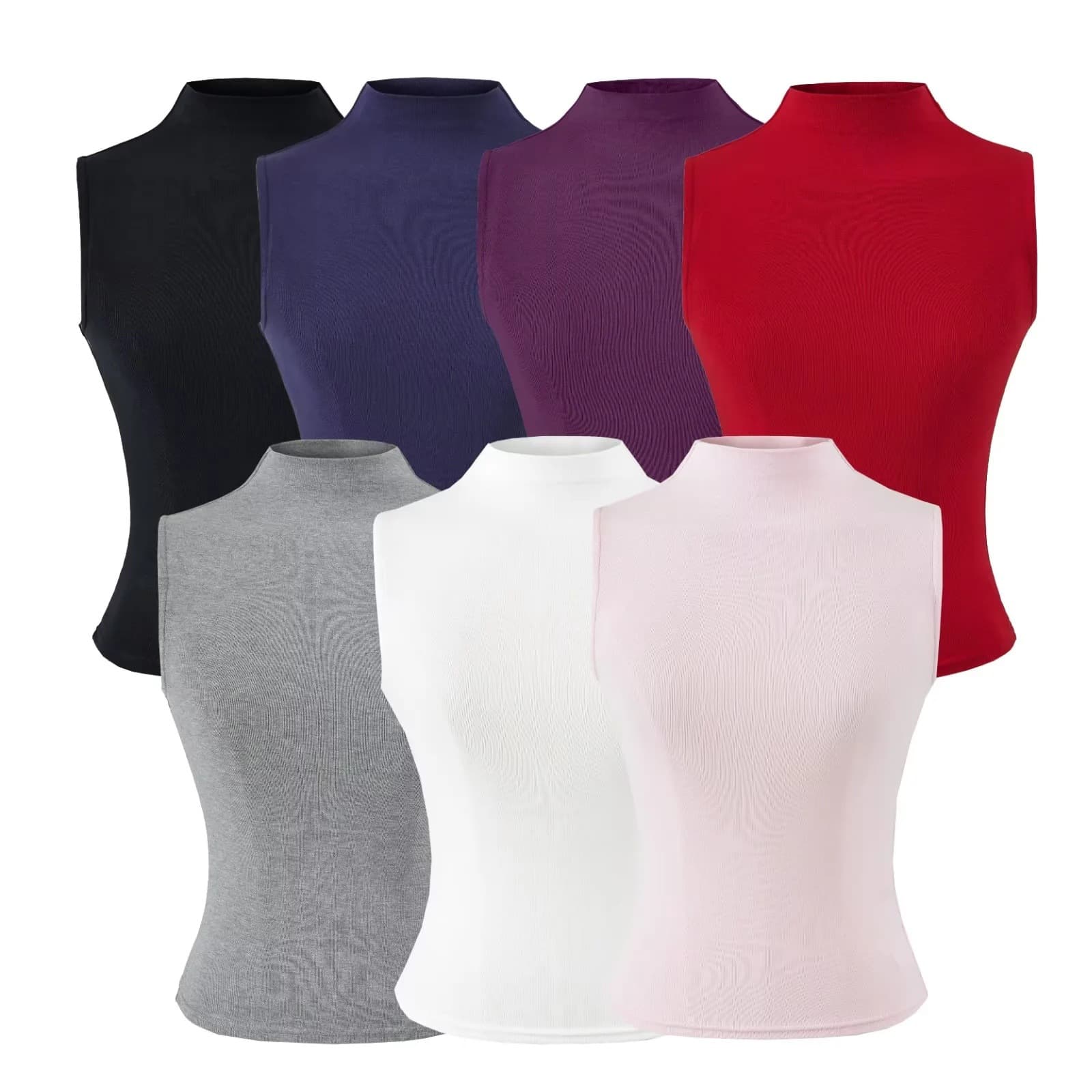 American Sexy Half High Neck Sleeveless Cropped Vest Top for Women Summer New Light Mature Style Push Up Bust Waist Cinching