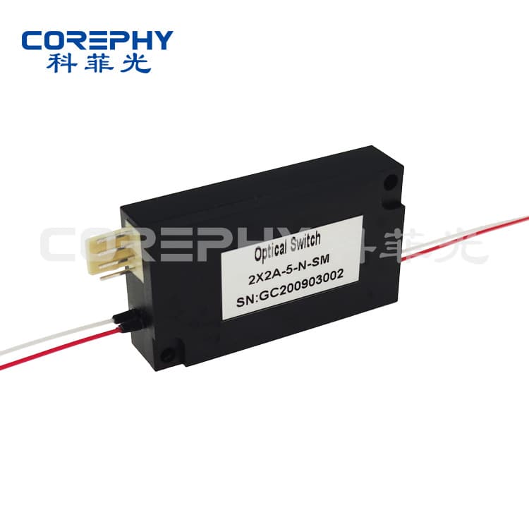 Locked or unlocked single-mode 1310/1550nm 2x2BA mechanical optical switch in aluminum case package