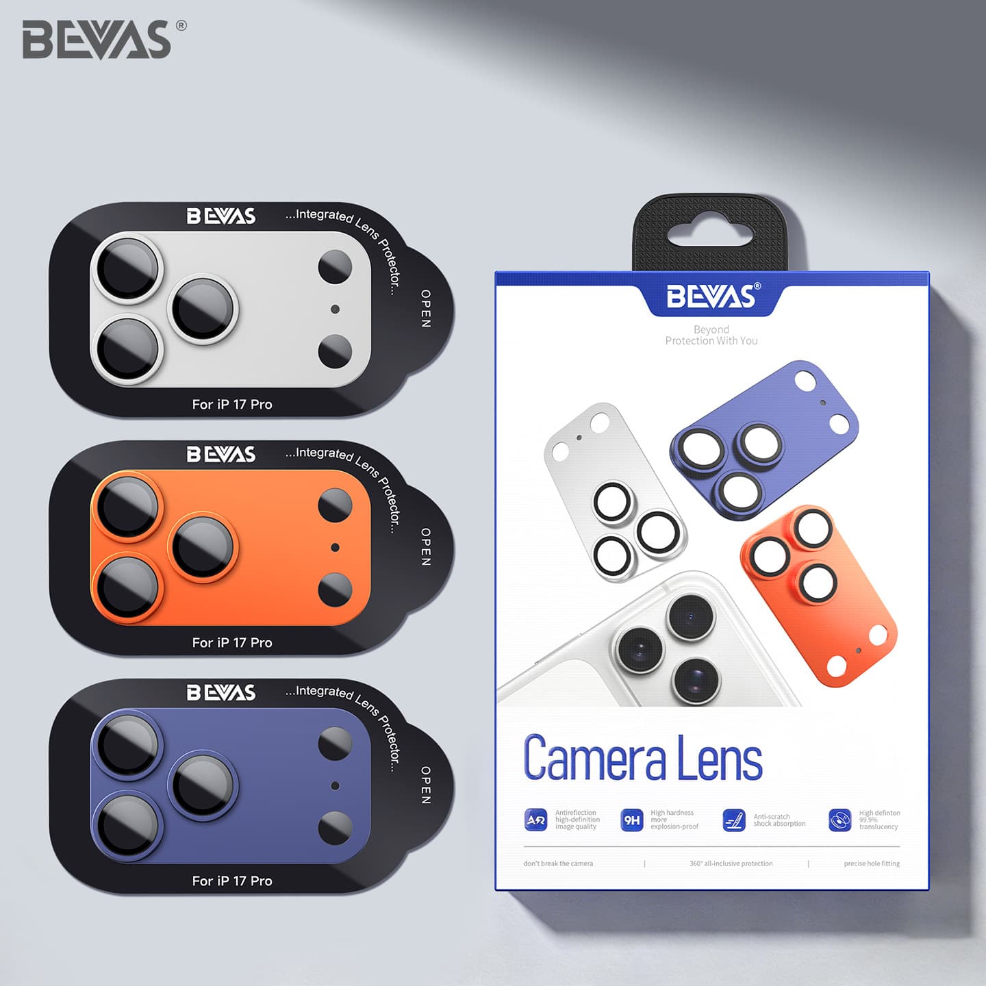 BEVAS Compatible with iPhone 17 Pro Max Full Coverage Corning Lens Film 17PRO Camera Metal Sticker