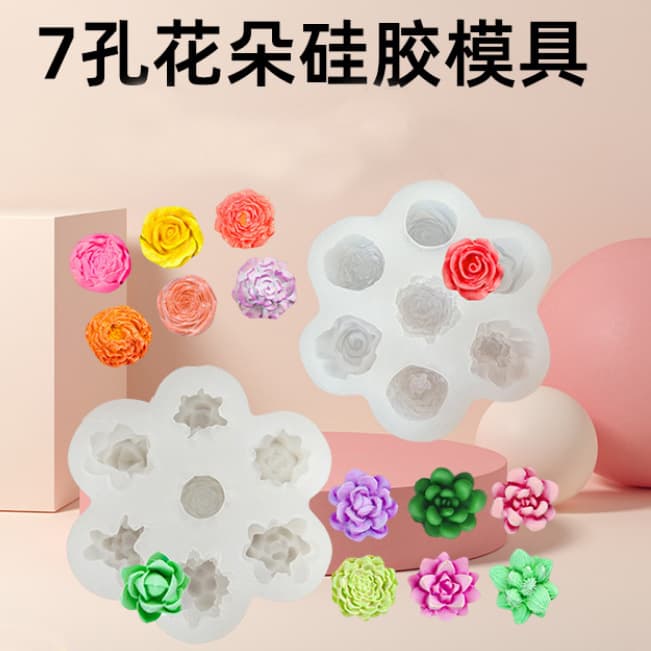 Rose Peony Flower Succulent Cactus Scented Candle Silicone Mold Fondant Chocolate Cake Mold