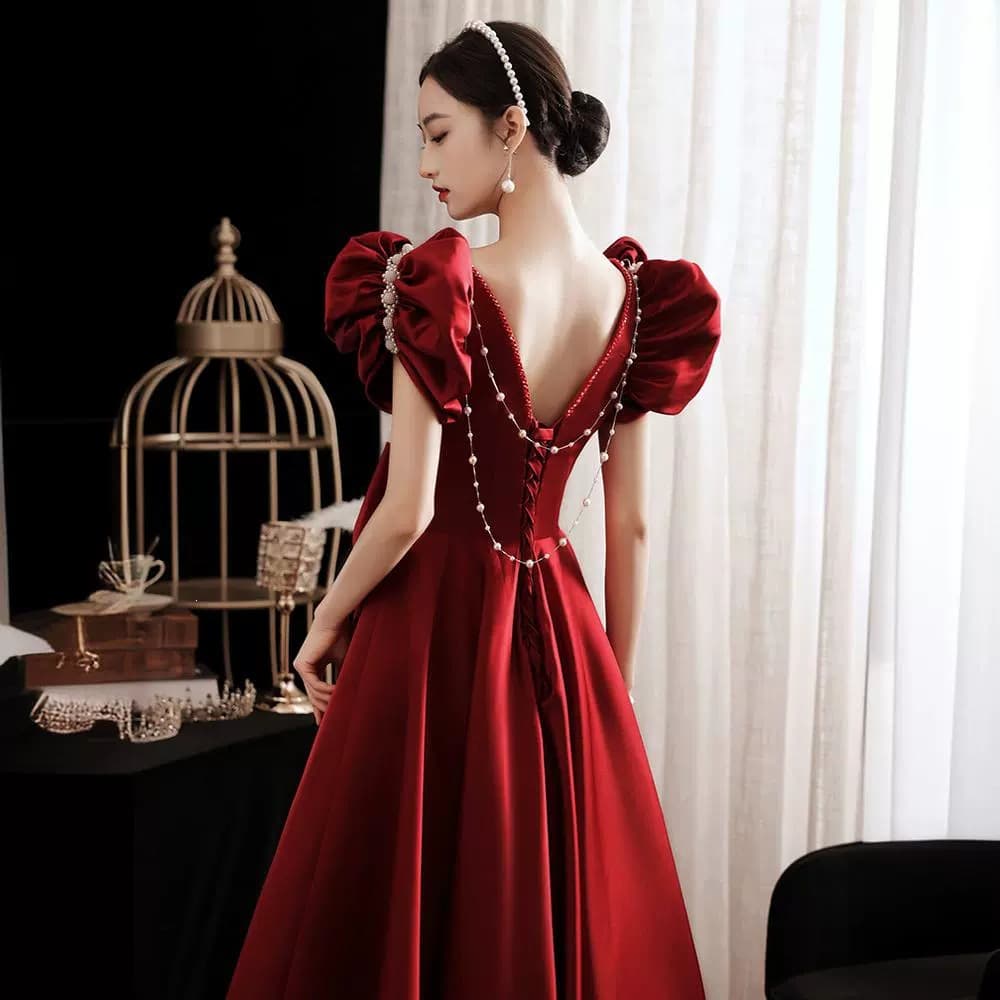 Summer Toast Dress Runaway Princess Style Elegant Wine Red Stunning Bride Engagement Evening Gown for Women