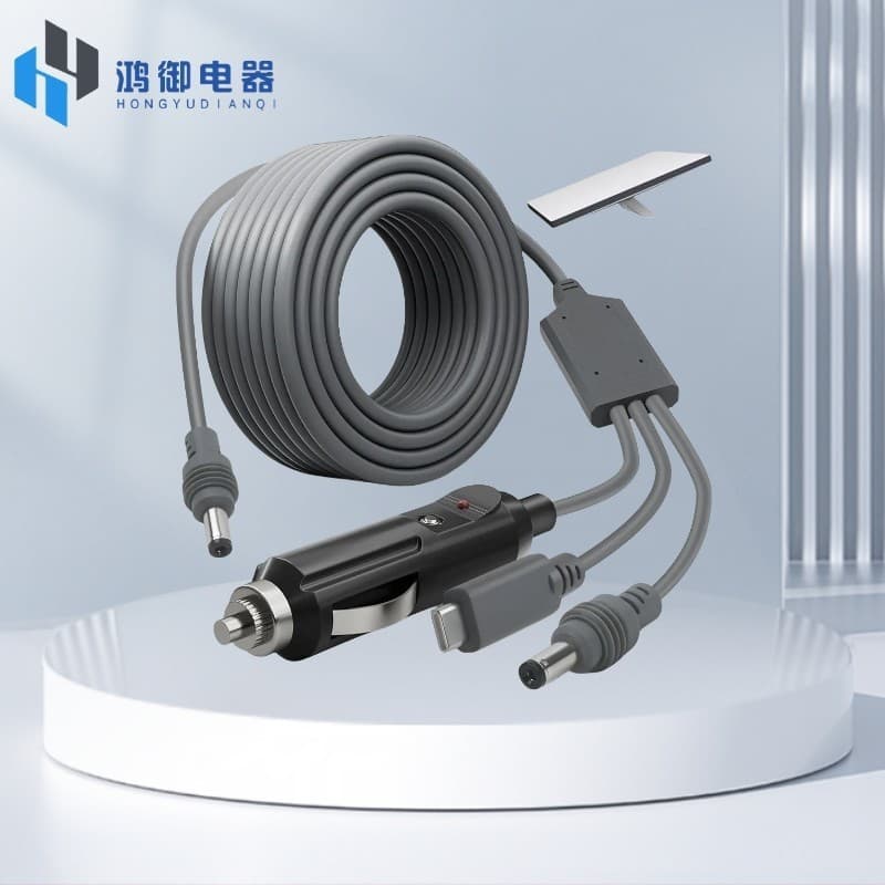 18AWG Suitable for Cross-Border Hot-Selling Fourth Generation One-to-Three Type-C to DC Cigarette Lighter Car Charger