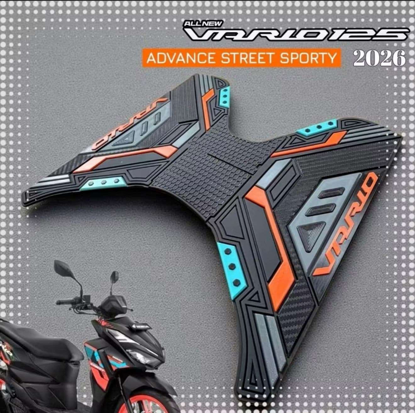 Motorcycle Waterproof Anti-Slip Rubber Footrest Mats V2 Version for Honda Vario 125 2026