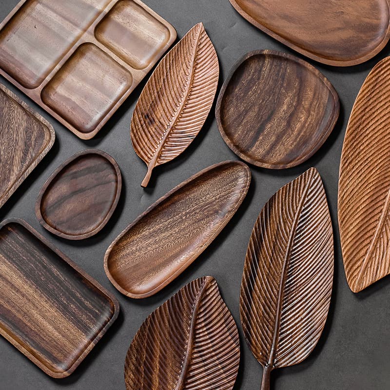 Walnut wood tea tray, minimalist dry-brew tea tray with cup storage, Chinese-style candy and snack fruit plate, wholesale for tea rooms and houses