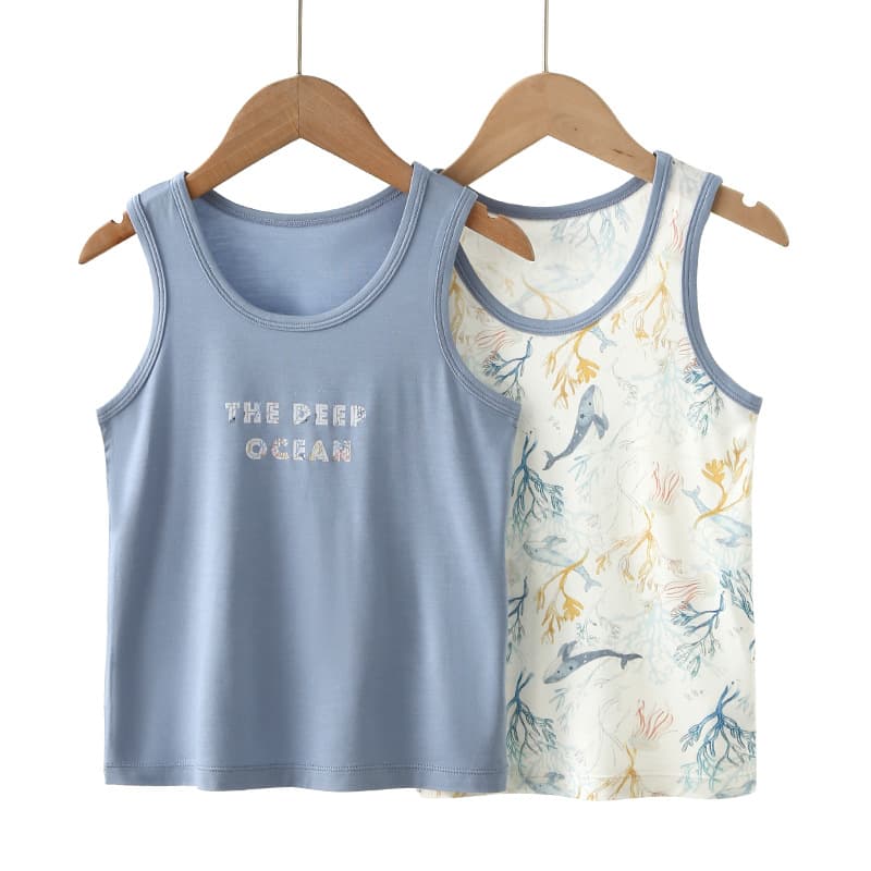 Two-Pack Boys' Vest A-Class 2026 Summer Children's Clothing 60s Ecovero Cartoon Print Kids' Tank Top