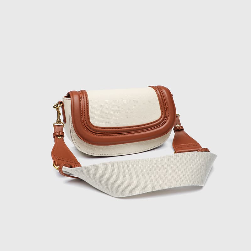 Z family cross-border niche design 2024 new spliced wide shoulder strap diagonal armpit saddle bag