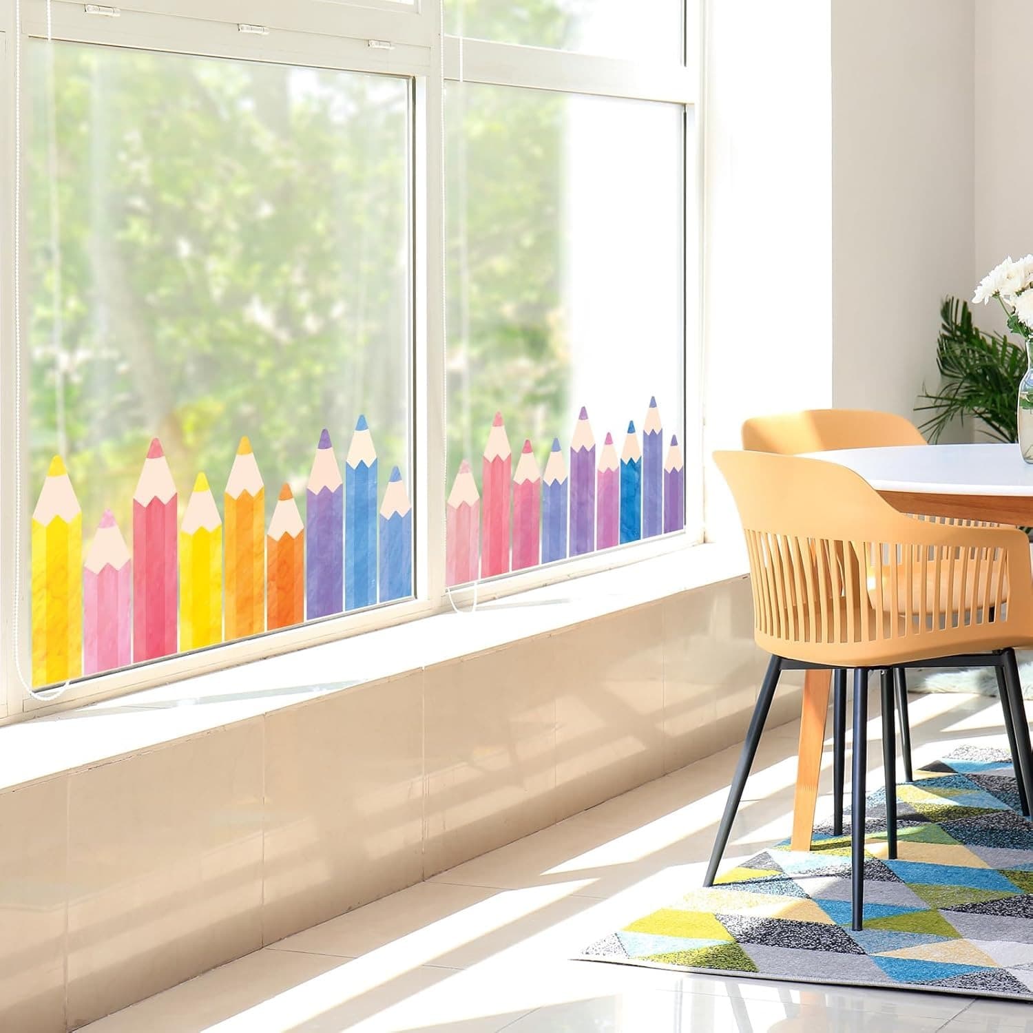 9 Sheets/Pack Macaron Color Pencil Window Decoration Stickers Waterproof DIY Kids Study Kindergarten Decals