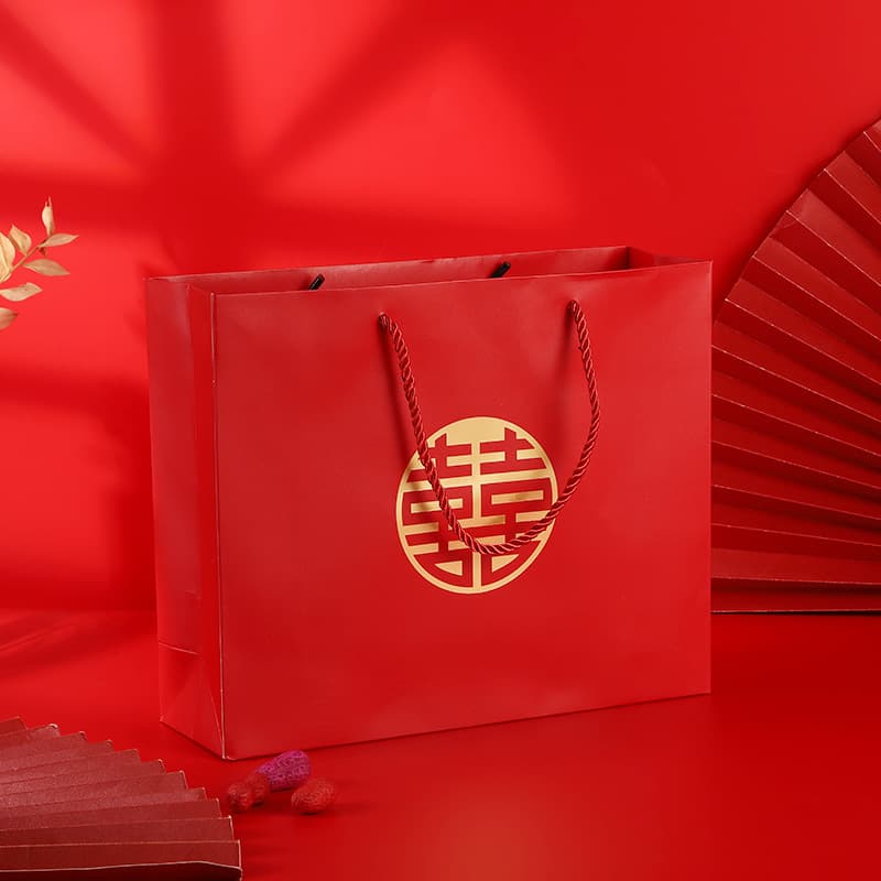 Large Red Packaging Bag, Wedding Gift Bag, Large Handheld Xi Character Gift Bag, Candy Bag Paper Bag