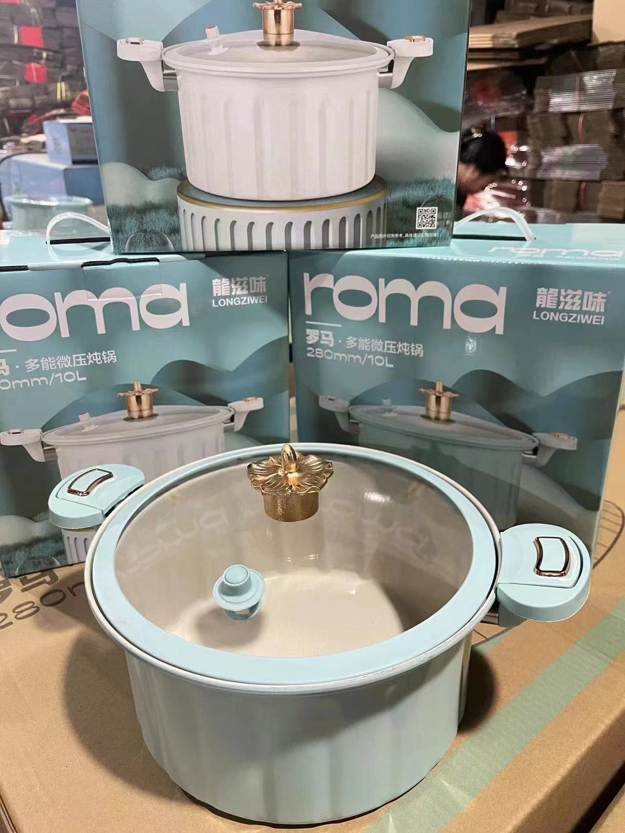 New Roman Holiday Micro-Pressure Pot Household Large Capacity Cooking Soup Braising Stewing Pot Multifunctional Enamel Roman Pot