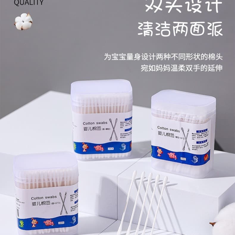 Baby Cotton Swabs Boxed, Double-ended Swabs, Disposable Special Paper Sticks, Ear Picks for Makeup and Home Use