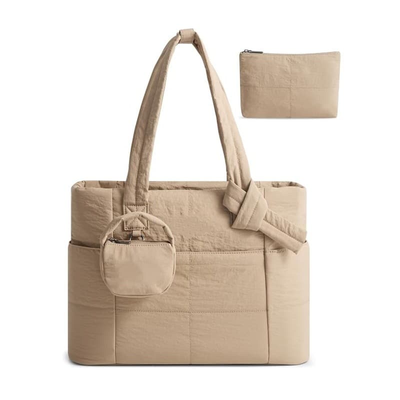 Quilted 3D Women's Tote Bag, Student Commuter Bag, Portable Large-Capacity Laptop Tote for School and Work
