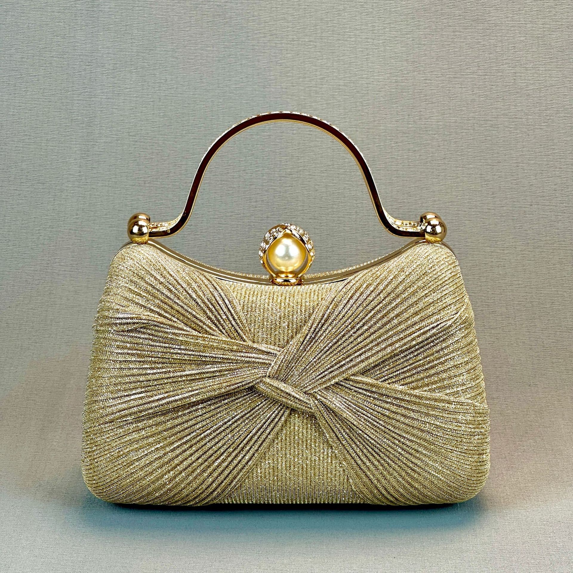 Cross-Border Pleated Evening Bag for Women, Exquisite Hand-Held Evening Bag, Socialite Dress Party Crossbody Handbag, Light Luxury Style