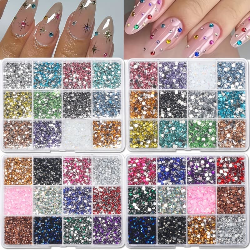 2026 New Cross-border Drop Shipping 4 Boxes of 24-Color Acid Drill 3D Nail Art Set