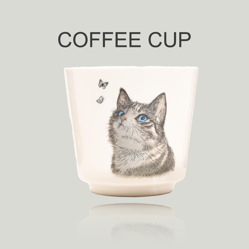 Cross-border Exclusive White Porcelain Cat Coffee Cup, Hot Selling in the Middle East, Arabian Style 170ml Handheld Water Cup