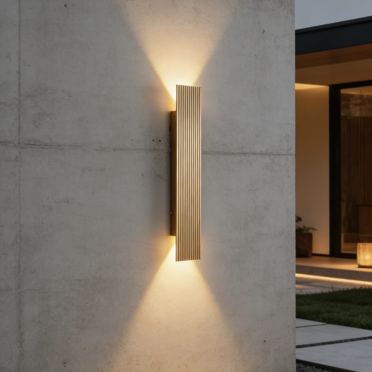 LED Outdoor Waterproof Long Strip Square Gold Aluminum Gate Wall Light, Outdoor Balcony Patio Wall Lamp