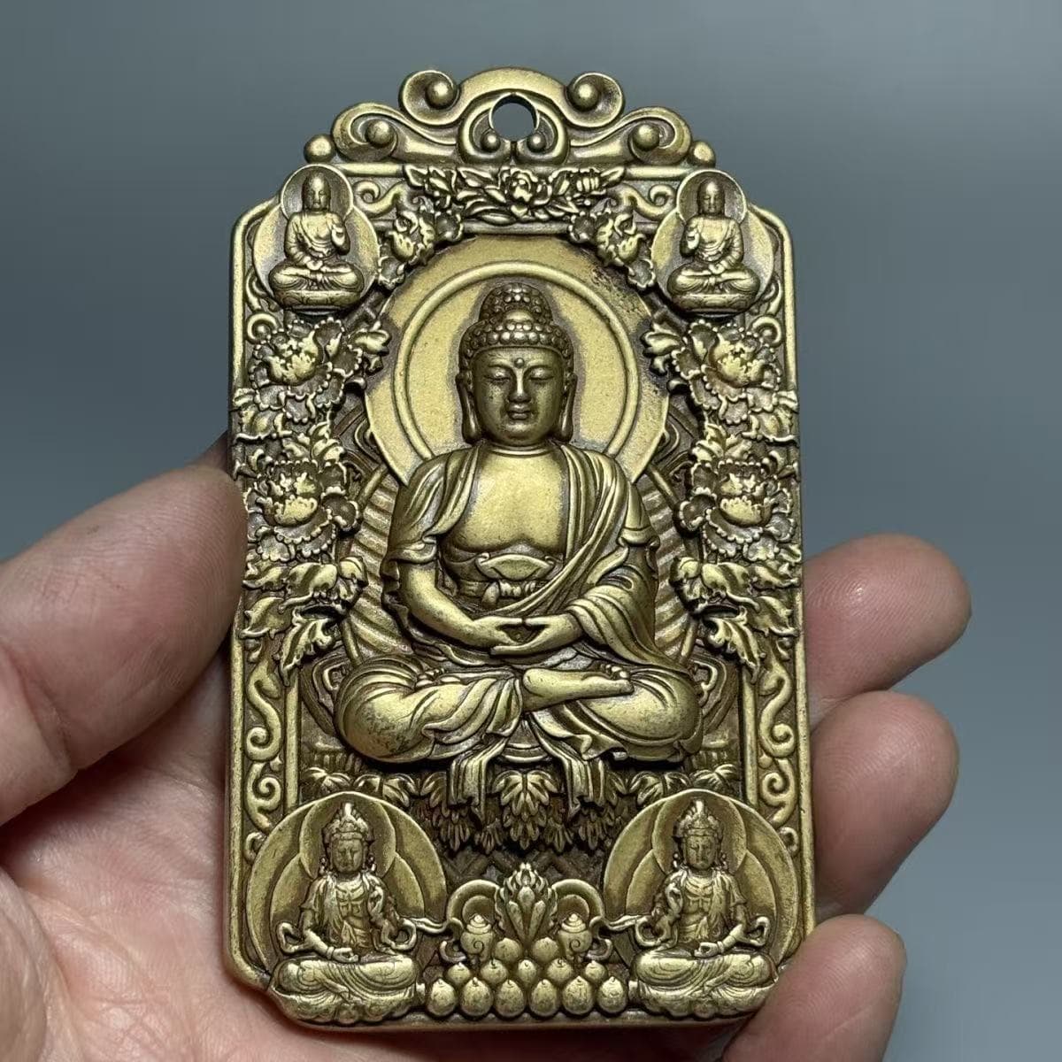 Brass Great Sun Tathagata Pendant Collection Copper Jewelry Keychain Accessories Solid Native Buddha Small Pendant