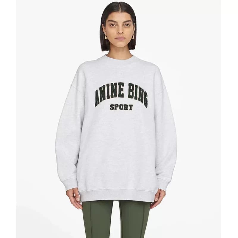 Comfortable Grey Letter Print Hoodie Women's Street Style Casual Sweatshirt Autumn Winter Thickened Comfortable Hoodie