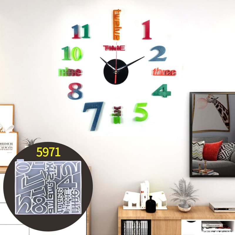 Digital Clock Epoxy Resin Mold DIY Digital Wall Clock Mold Clock Ornament Decoration Silicone Mold
