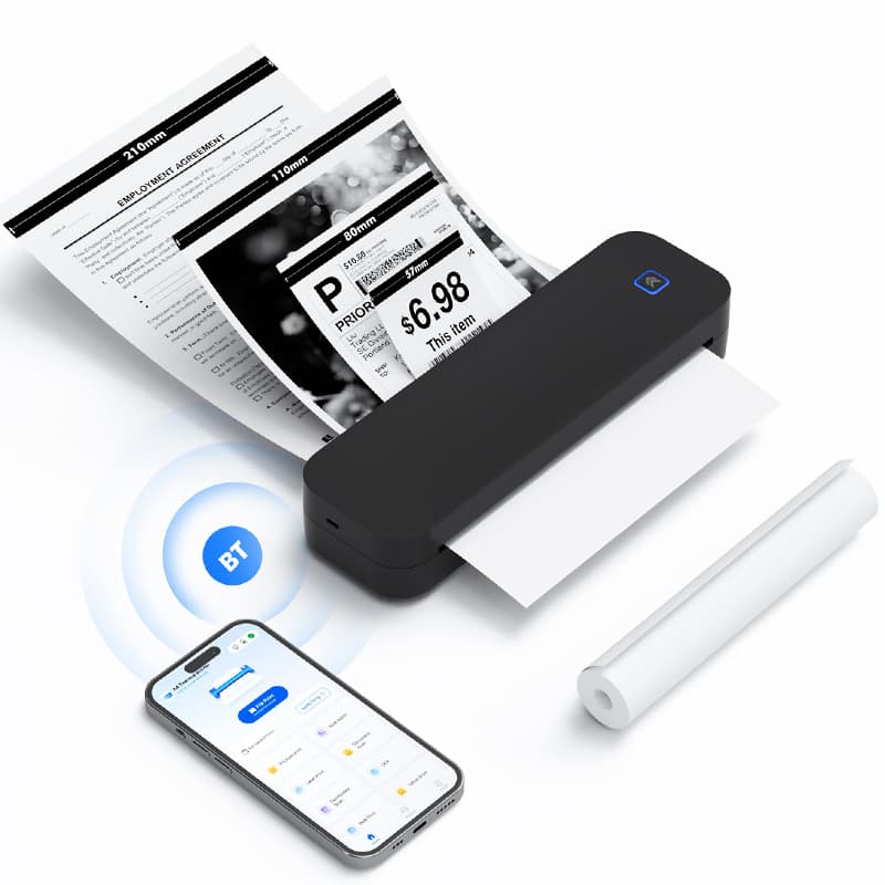 Cross-border A4 portable printer, Bluetooth inkless document/exam paper/tattoo transfer printer, home use source.