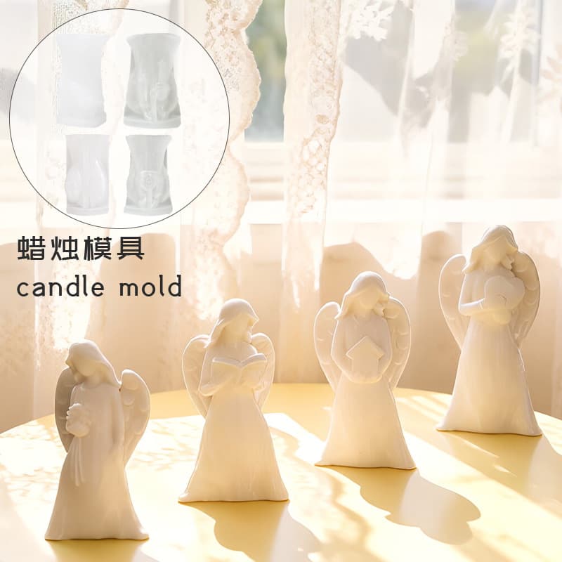 In Stock Book-Holding Angel Candle Silicone Mold DIY Maria Aromatherapy Plaster Ornament Resin Mold