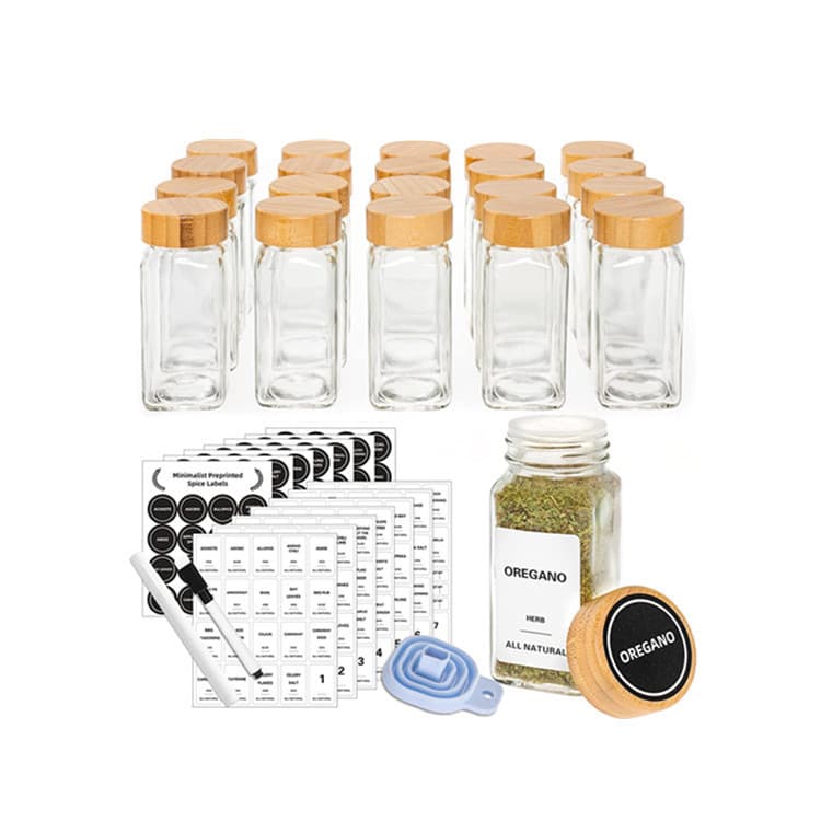 Factory Stock Seasoning Dispenser Bottle 120g Home Kitchen Spice Pepper Storage Bottle Square Glass Seasoning Jar