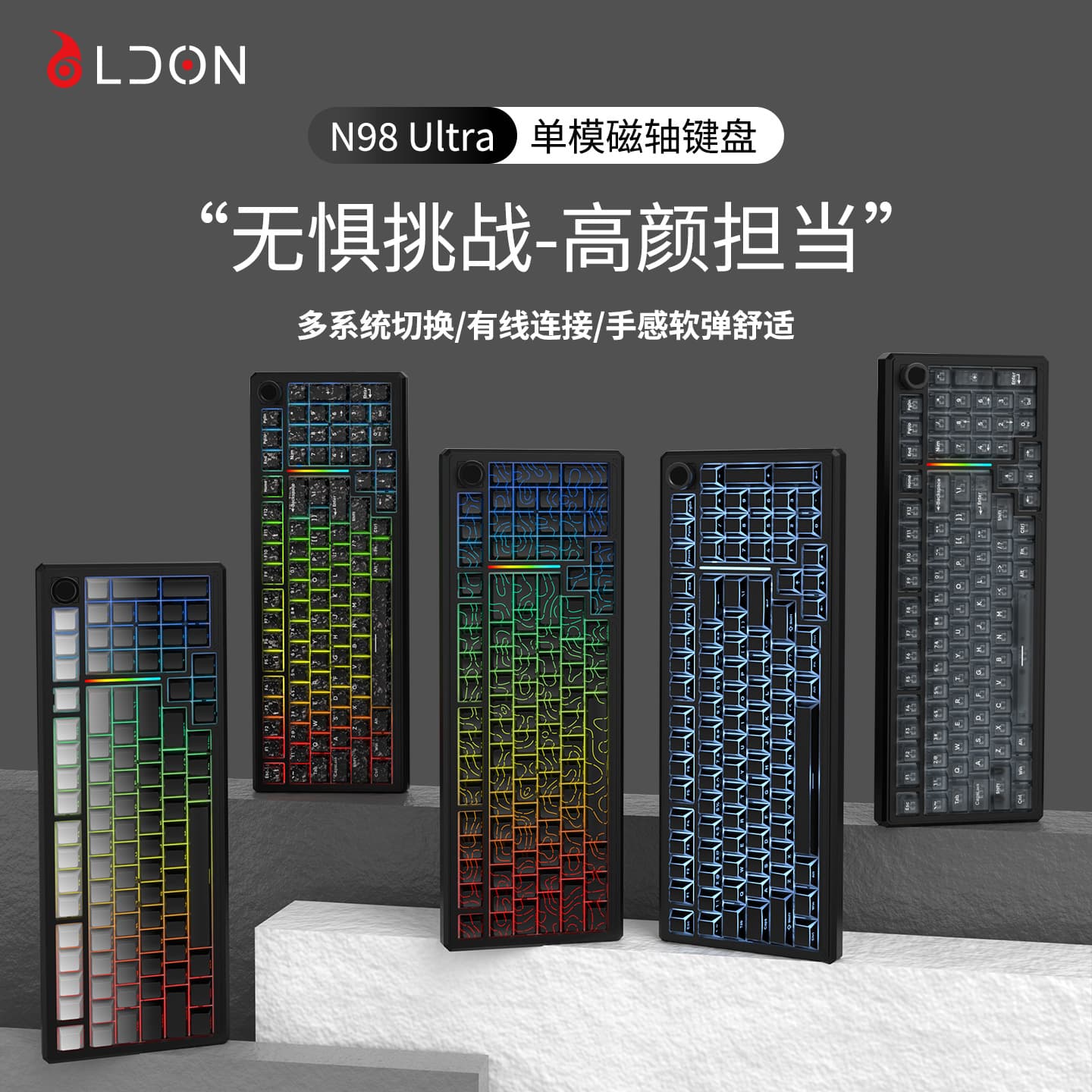 Cross-border new magnetic axis 98-key mechanical keyboard gaming wired customized hot-swappable gaming carbon fiber keycaps
