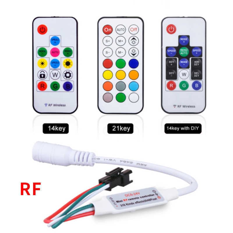 2811 Remote Controller WS2812B 14-Key RF Wireless 21-Key 5V Full Color 12V Dream Color Controller Light Control