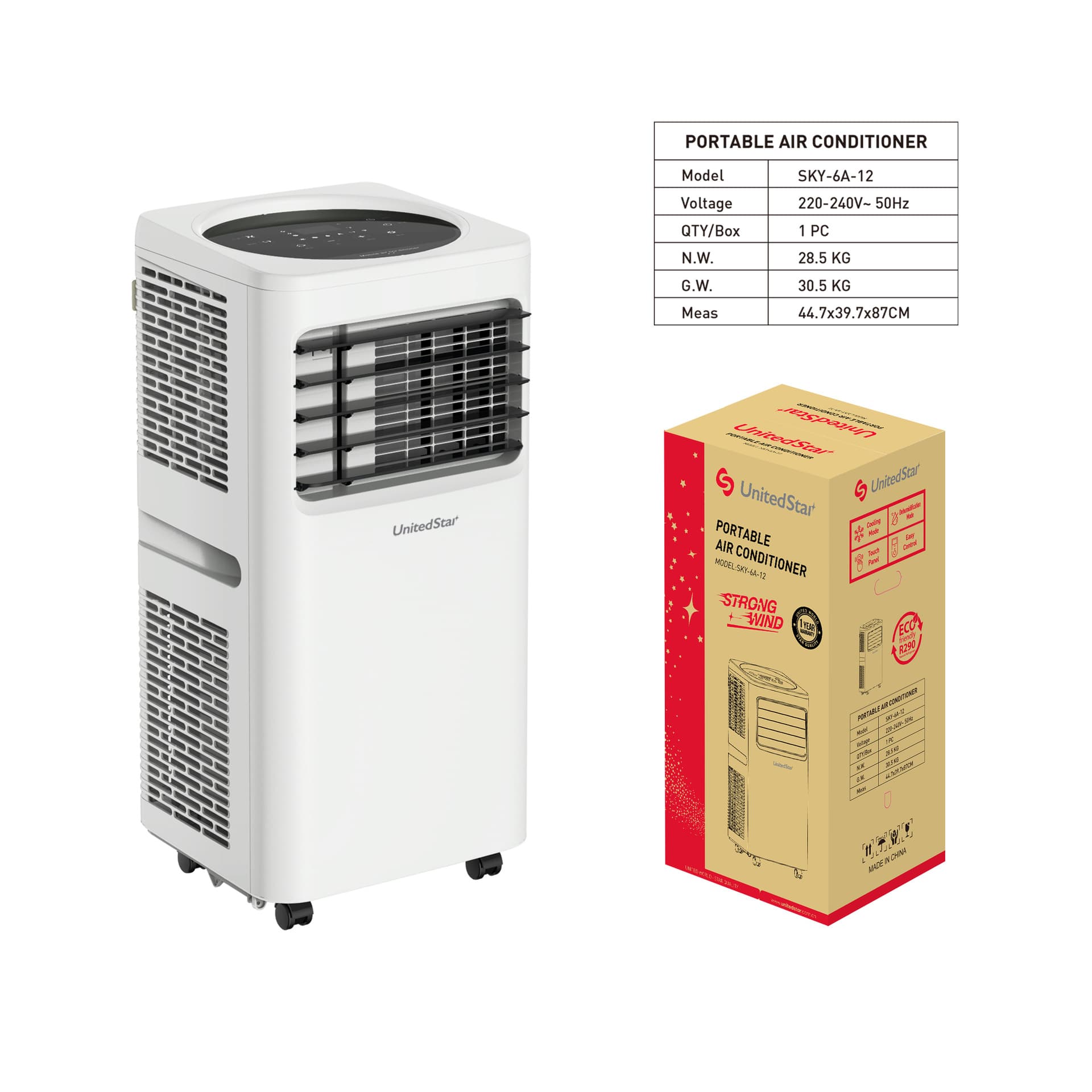 Export portable air conditioner, portable single-cool all-in-one unit, small 1.5 HP without outdoor unit, no installation required, English version