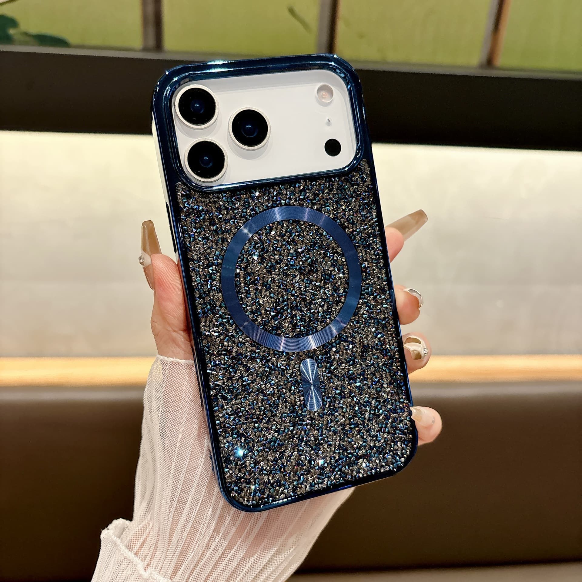 Luxury Rhinestone Magnetic Case for iPhone 17 Pro Max, 14, Apple 16 Plus, Shockproof 15 Protective Cover