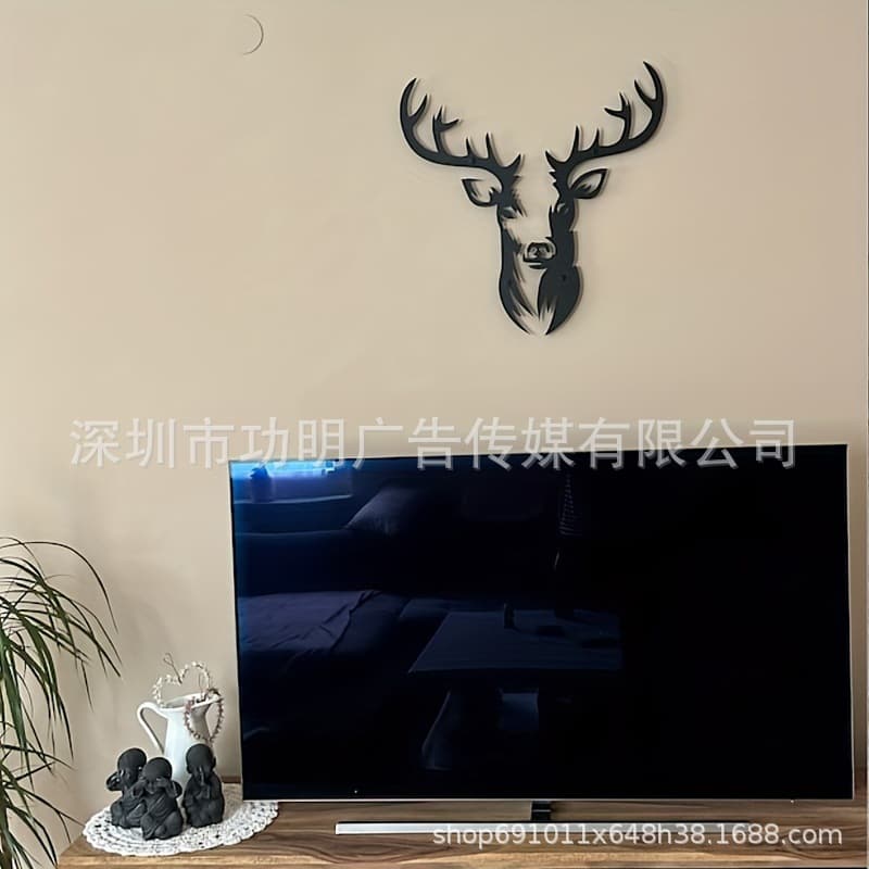 Deer Head Metal Wall Decor Sculpture Natural Hanging Ornament for Bedroom Office Silhouette Wall Art Housewarming Gift Wall Mounted Decoration