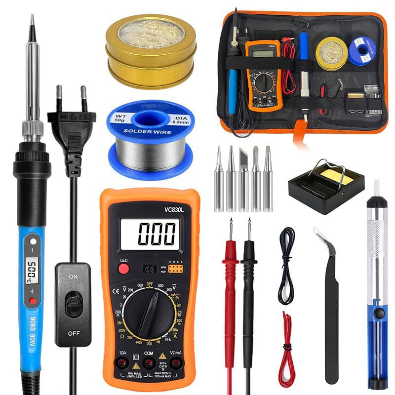80W Digital Display Soldering Iron Welding Repair Tool with VC830L Multimeter EU/US Plug Digital Multimeter