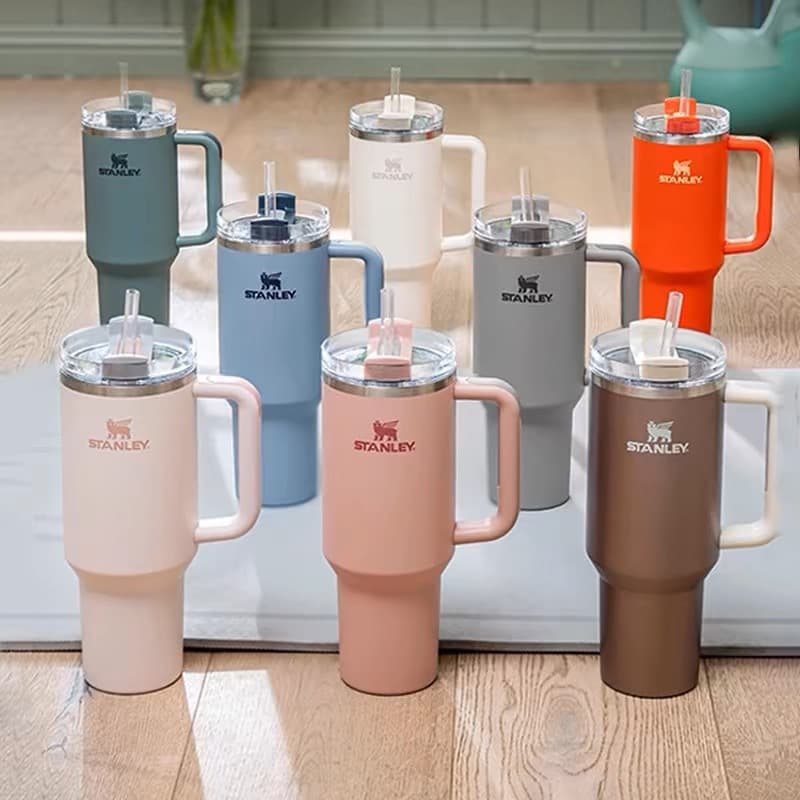 Cross-border Stanley straw cup 304 stainless steel large capacity transparent lid ice cup adult water bottle car water cup