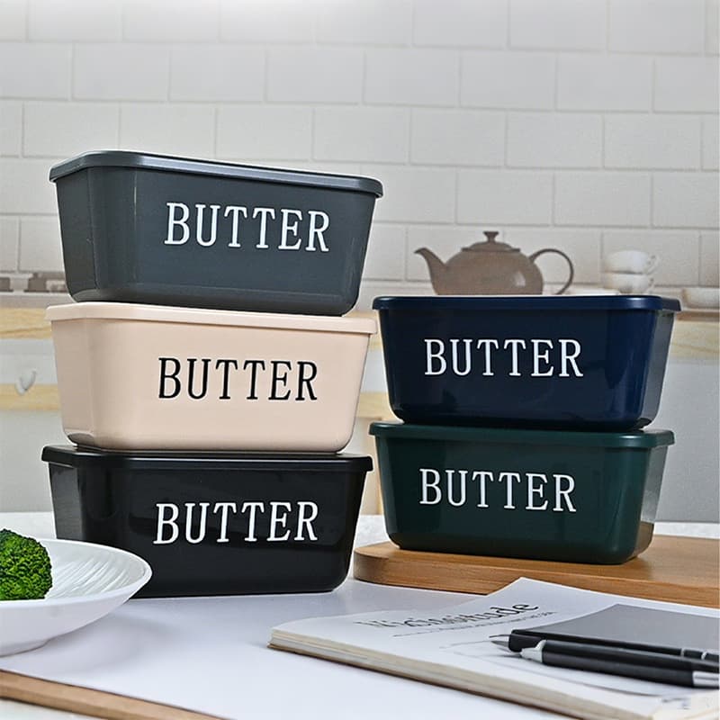 Butter Dish with Knife, Large Capacity Household Cheese Box, Food-Grade PP Plastic, Amazon Cross-Border Butter Tray