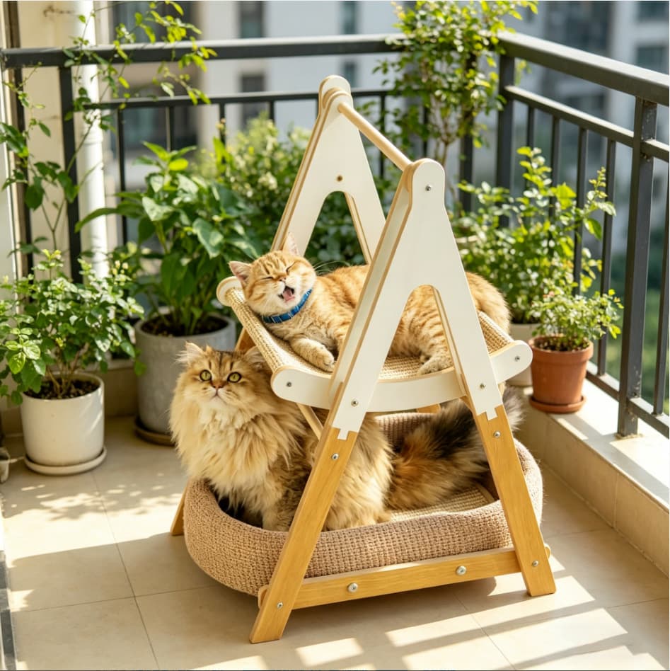 Double-layer Cat Nest Hammock Pet Swing Cat Toy Cat Scratch Board Cat Sofa Cat Scratch Pad Cradle Hemp Pad Lounge Chair