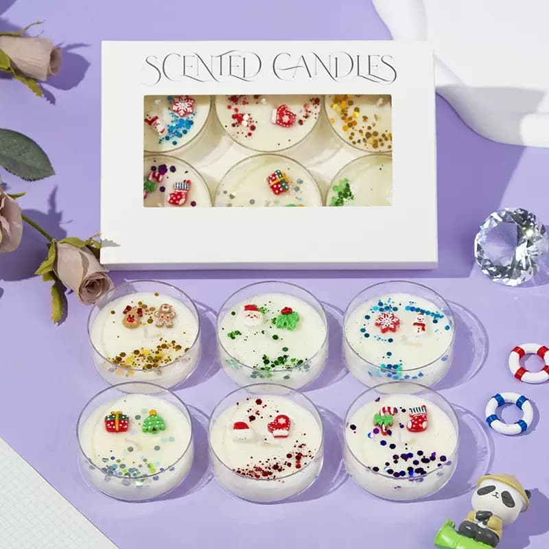 Cross-border Christmas Candle Shaped Scented Candle Soy Wax Smokeless Colorful Christmas Candle Cup Gift Box Souvenir