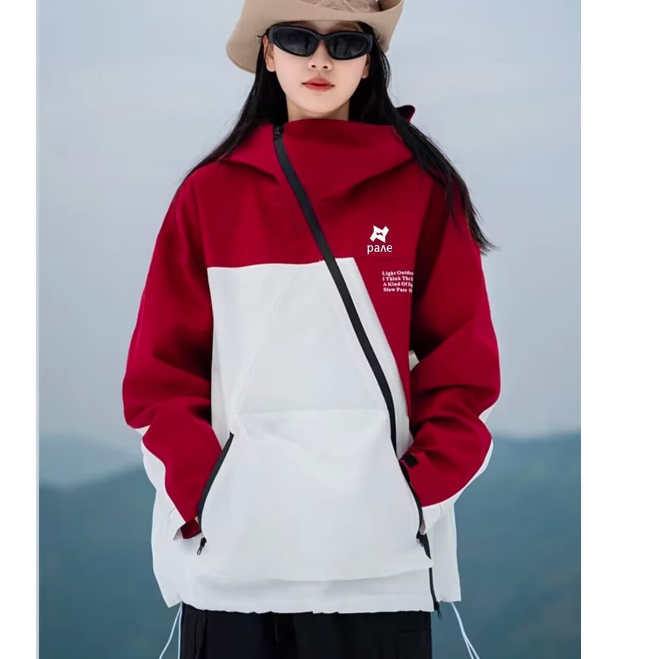 Windbreaker Unisex Patchwork Color Block Hard Shell Taped Seam Hooded Jacket Outdoor Windproof Rainproof Mountaineering Suit