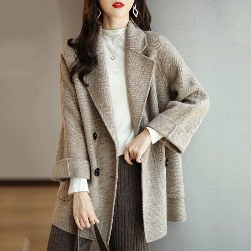 2025 Autumn/Winter New Fashion Korean Version Loose Slimming Casual Versatile Stylish High-End Wool Coat Women Trendy Mid-Long