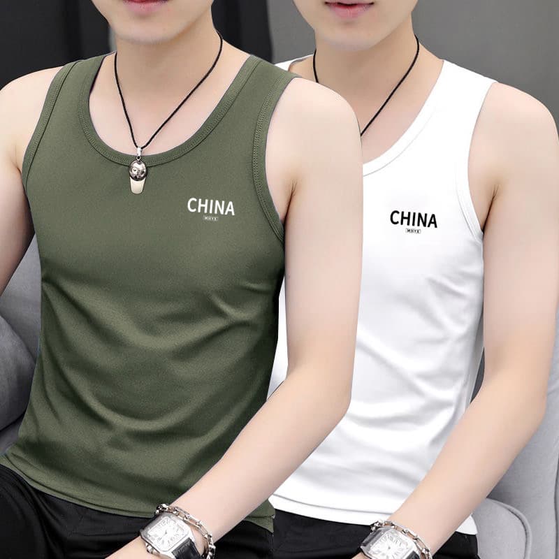 Factory Wholesale Men's Vest New Style Fashion Pullover Round Neck Slim Fit Vest Sports Undershirt Versatile Vest Men